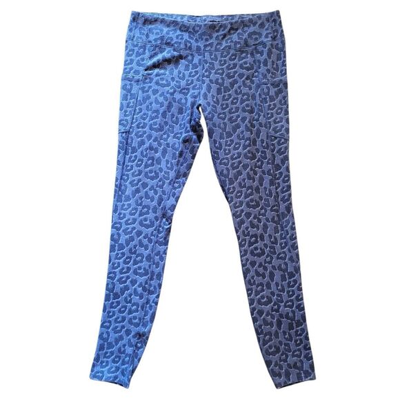 Pact Leggings Women's Large Blue Animal Leopard Print Organic Cotton Pockets - Picture 3 of 4